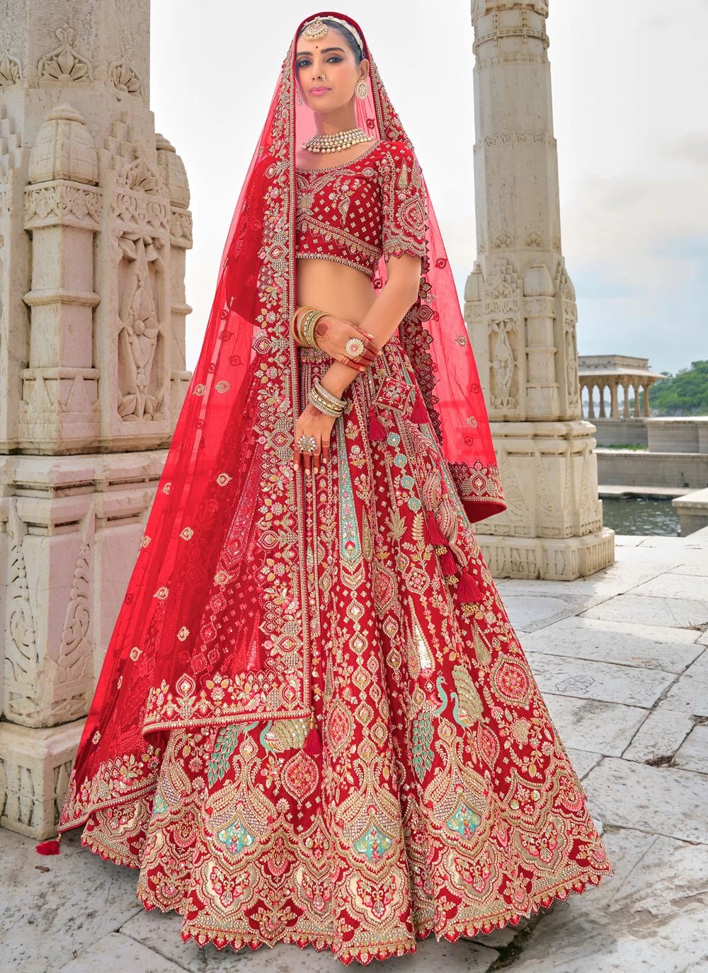 Stylish Red & Multi Color ANARL - Indian Dress House 786