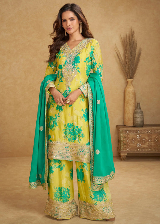 Stylish Yellow & Green GKSP - Indian Dress House 786