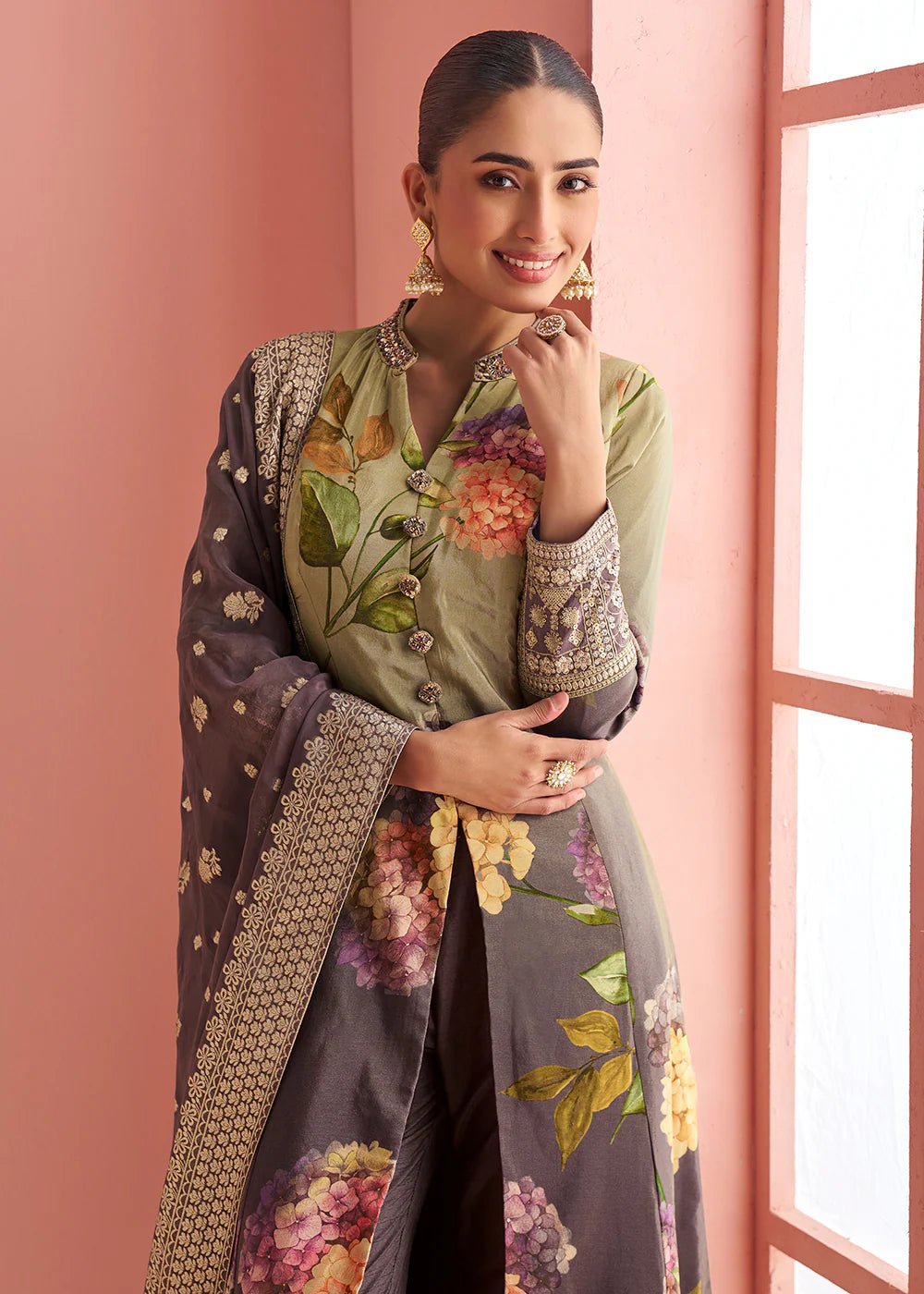 Two Tone Floral SYPK - Indian Dress House 786