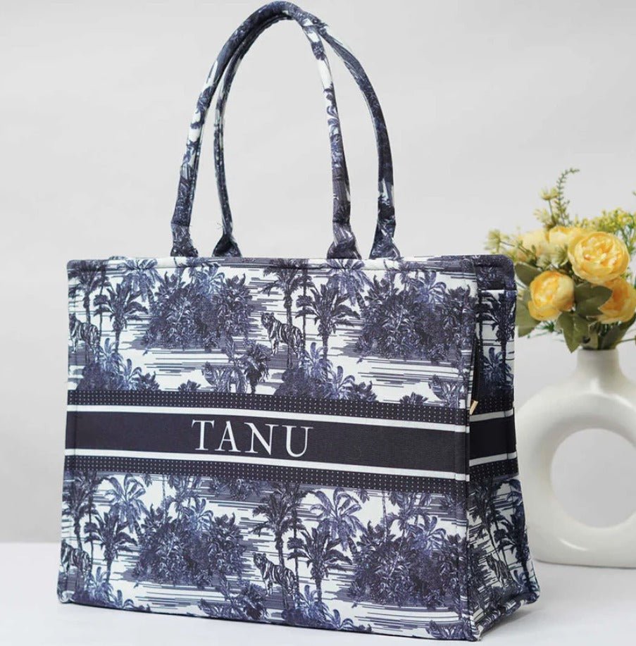 Unique Blue Jungle Themed Tote CFB - Indian Dress House 786