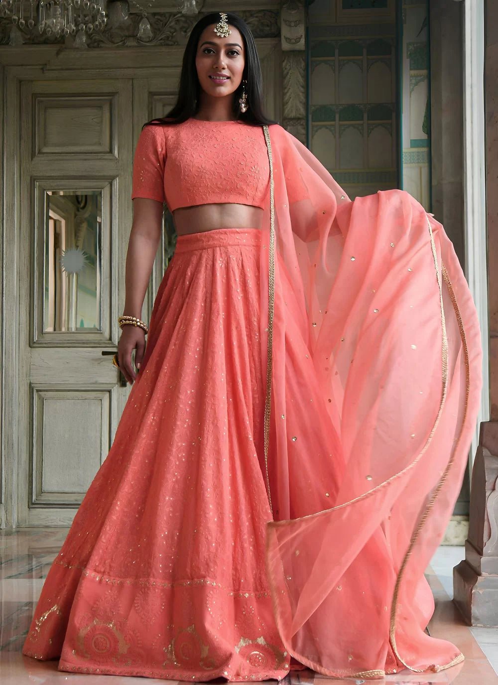 Unique Elegant Peach ZNL - Indian Dress House 786