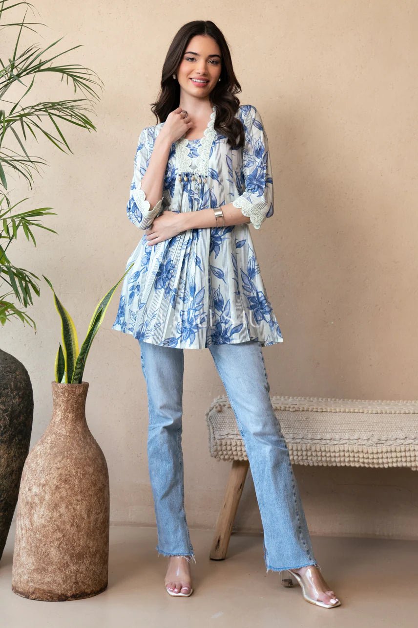 Unique Floral Blue WD01 FVD - Indian Dress House 786