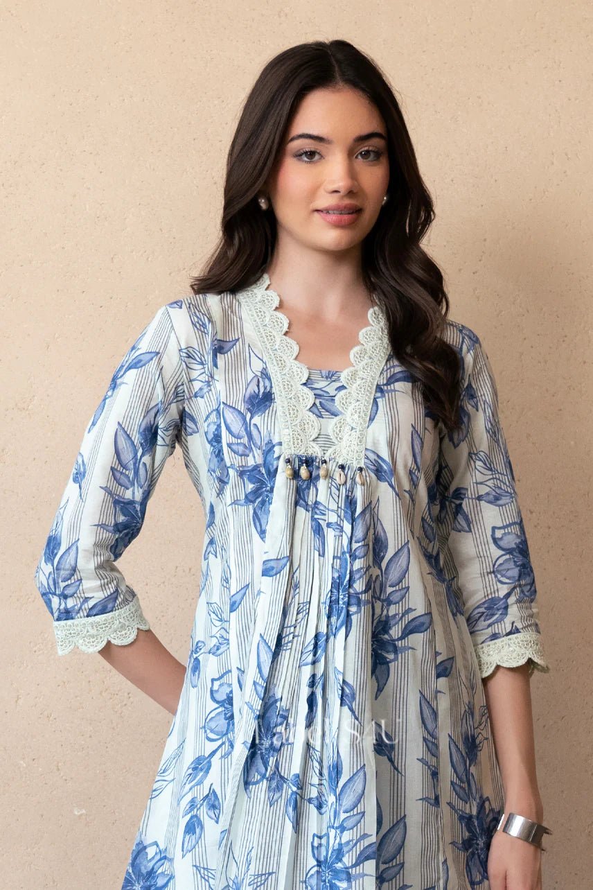 Unique Floral Blue WD01 FVD - Indian Dress House 786