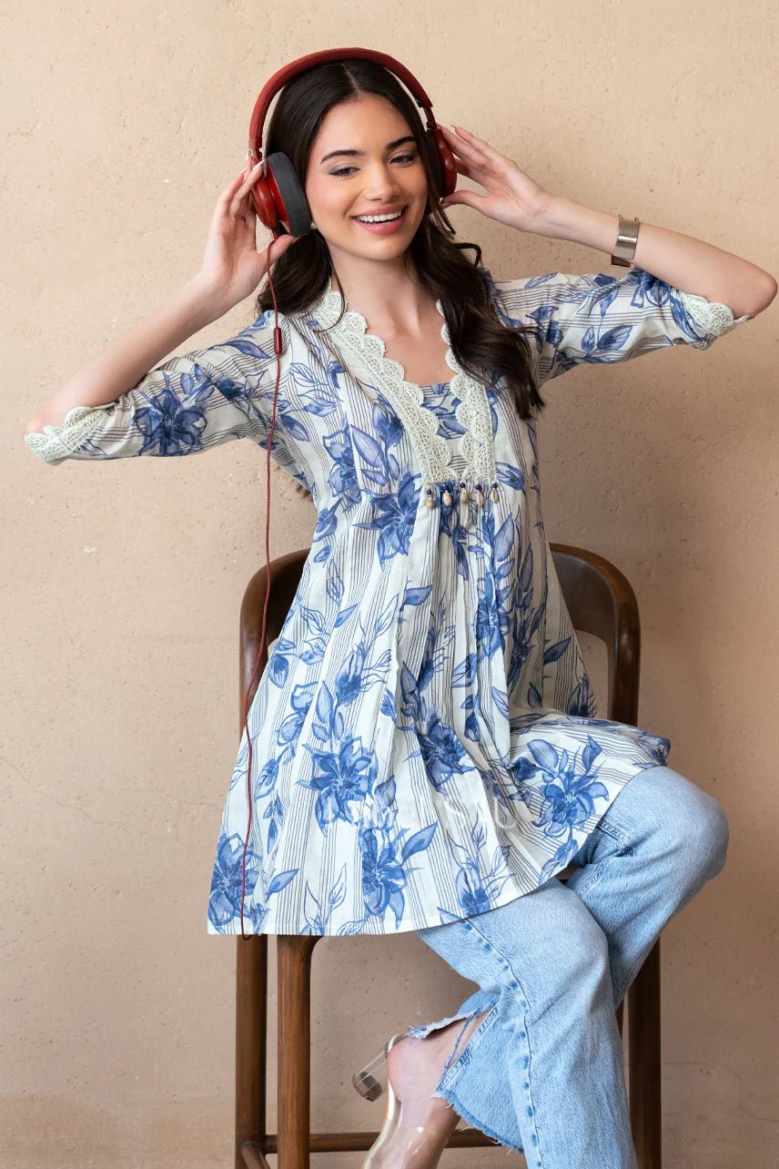 Unique Floral Blue WD01 FVD - Indian Dress House 786