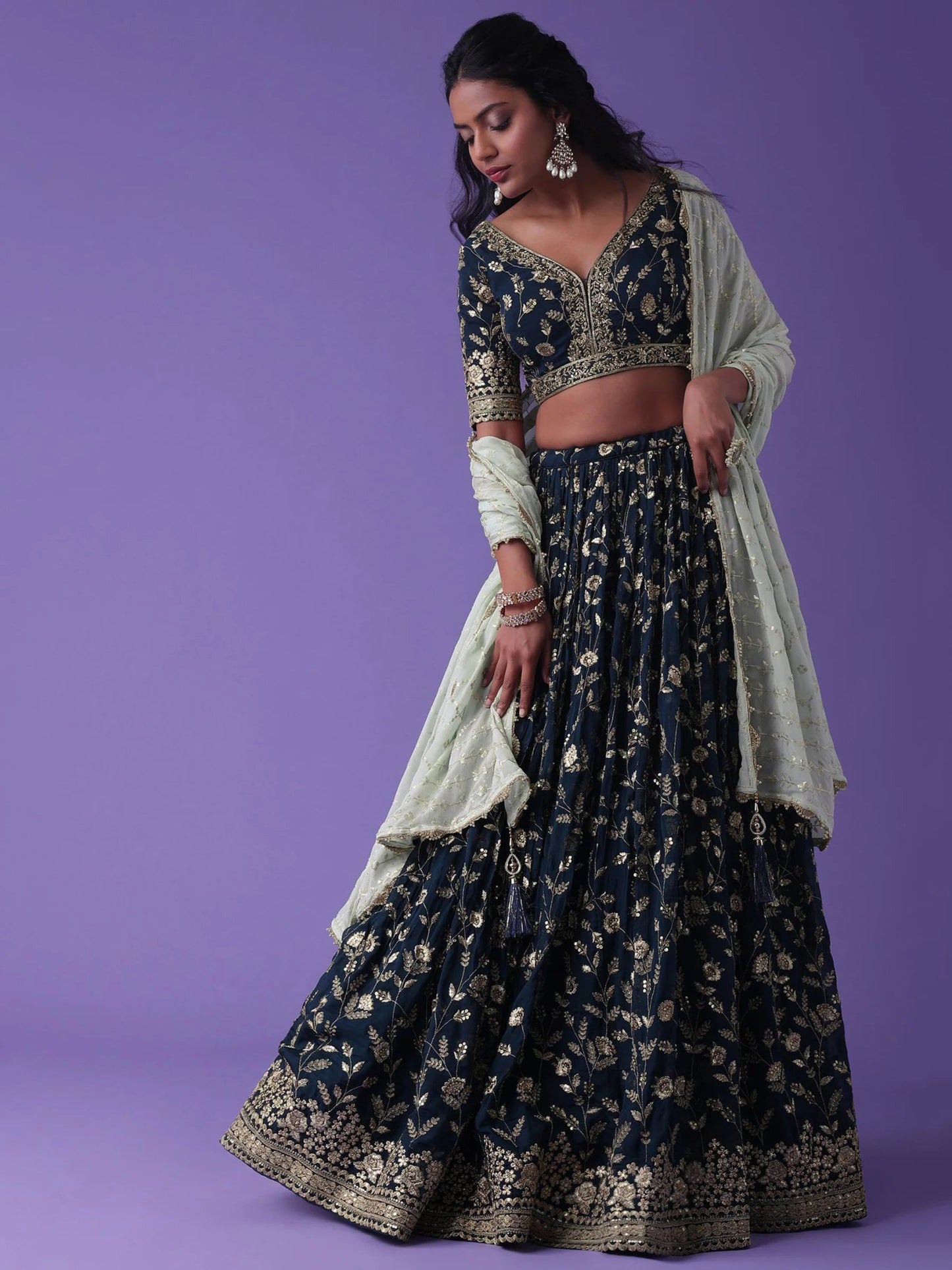 Unique Floral Blue ZLC - Indian Dress House 786