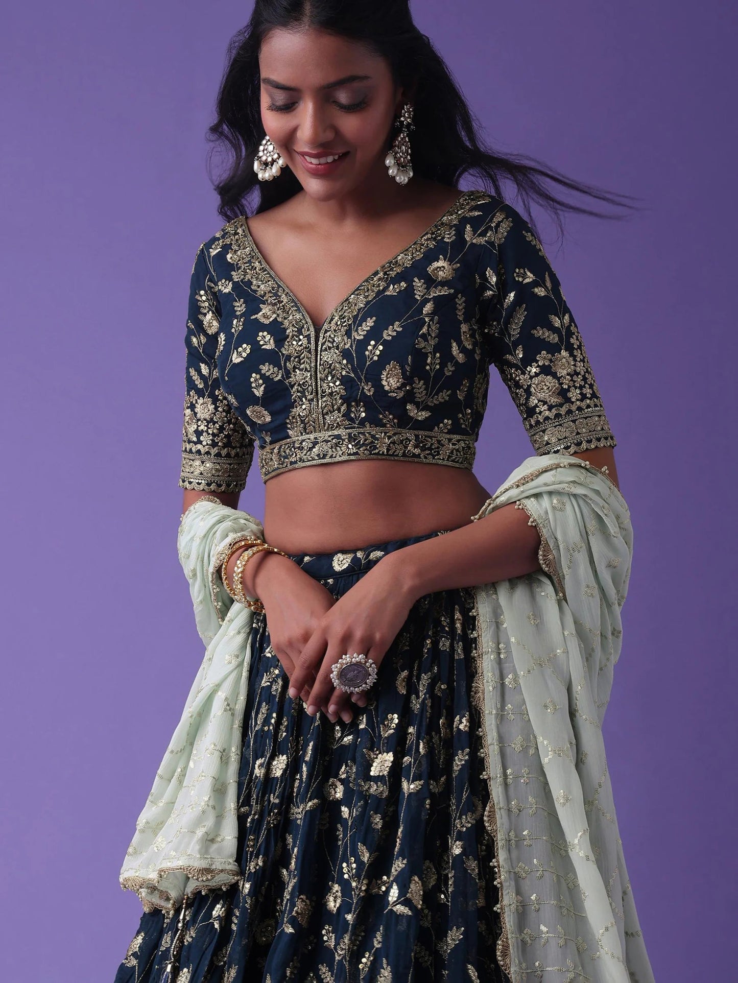 Unique Floral Blue ZLC - Indian Dress House 786