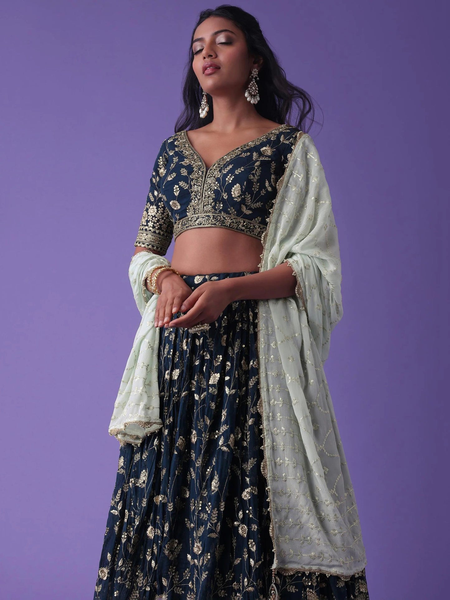 Unique Floral Blue ZLC - Indian Dress House 786