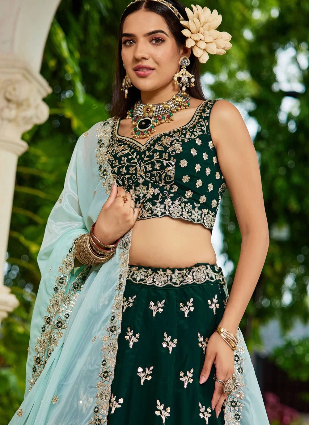 Unique Floral Green ADBL - Indian Dress House 786