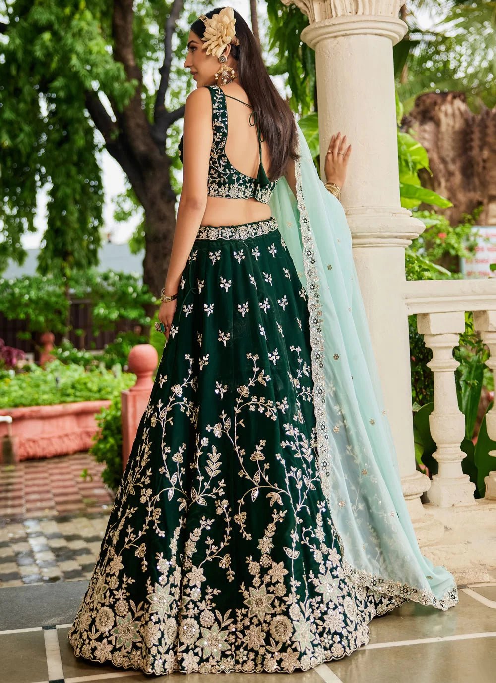 Unique Floral Green ADBL - Indian Dress House 786