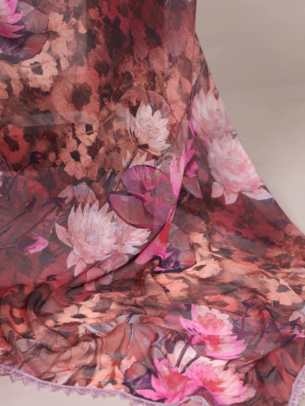 Unique Floral Onion Pink YF Saree - Indian Dress House 786