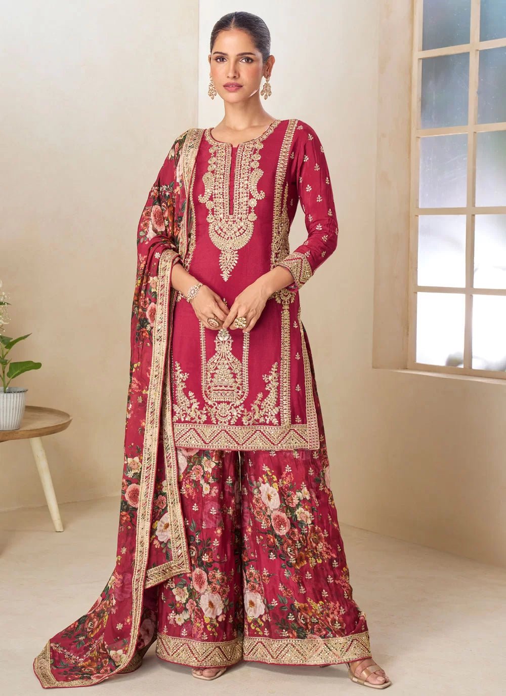 Unique Floral Red GPLS - Indian Dress House 786
