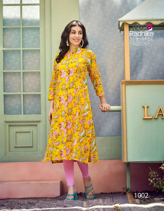 Unique Floral Yellow RDM 1007 FVD - Indian Dress House 786