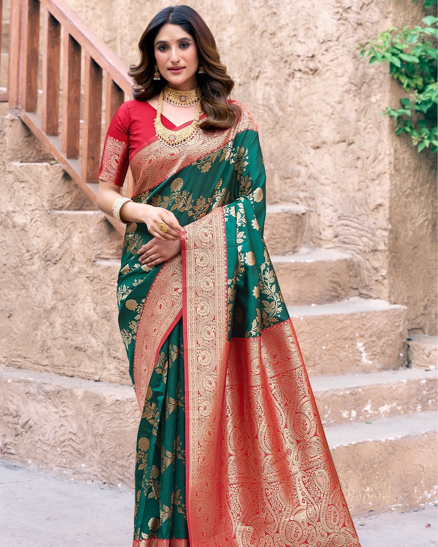 Unique Green & Orange GBS - Indian Dress House 786
