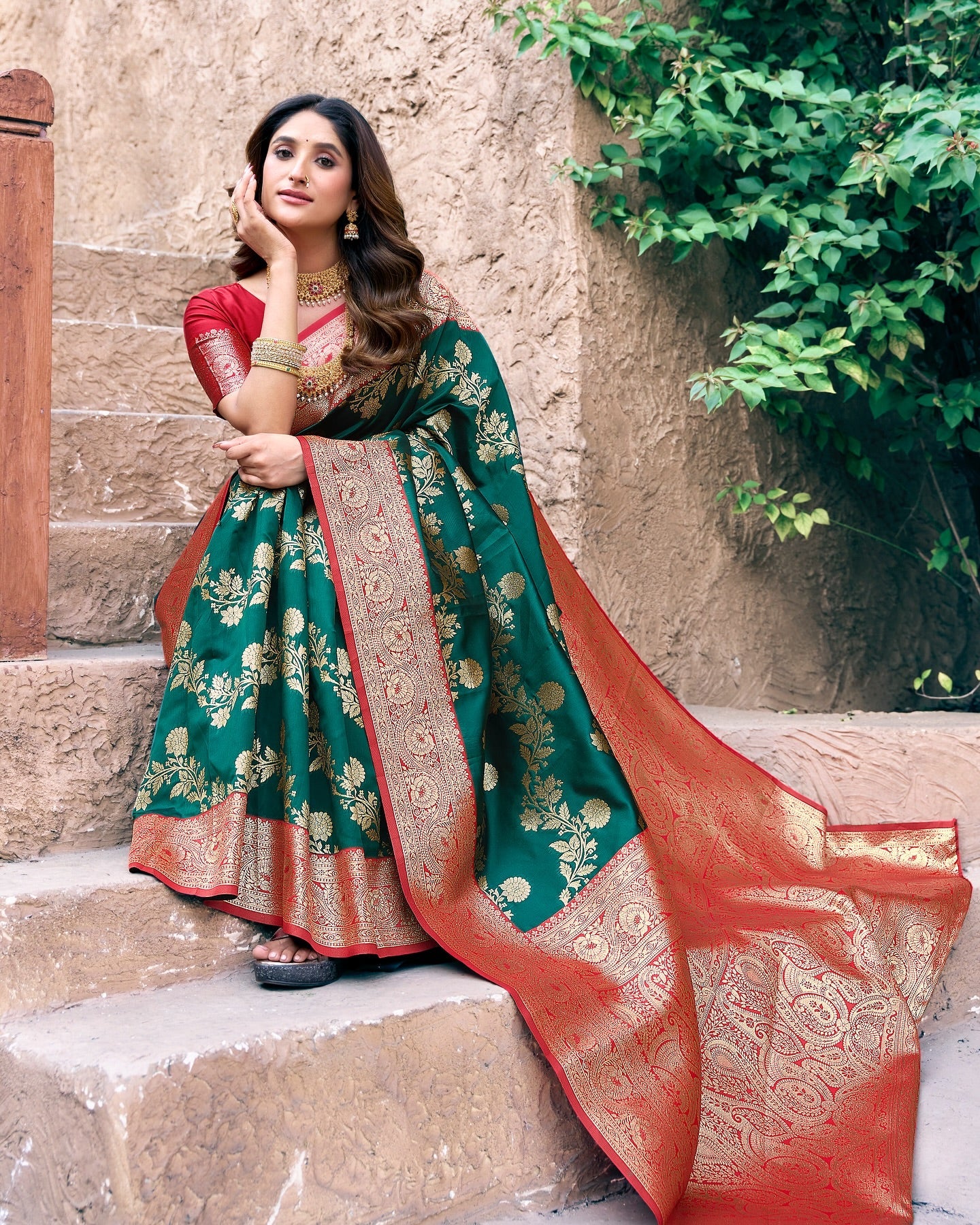 Unique Green & Orange GBS - Indian Dress House 786