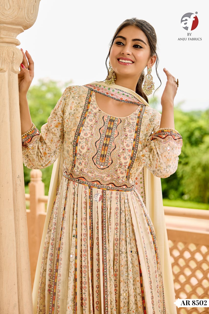 Unique Ivory Pastel Floral ANJ 8502 FVD - Indian Dress House 786
