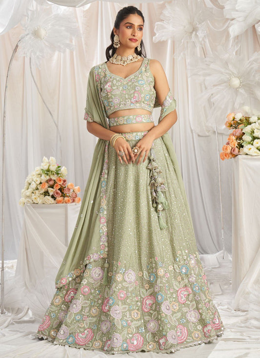 Unique Lime Green Floral ACL - Indian Dress House 786