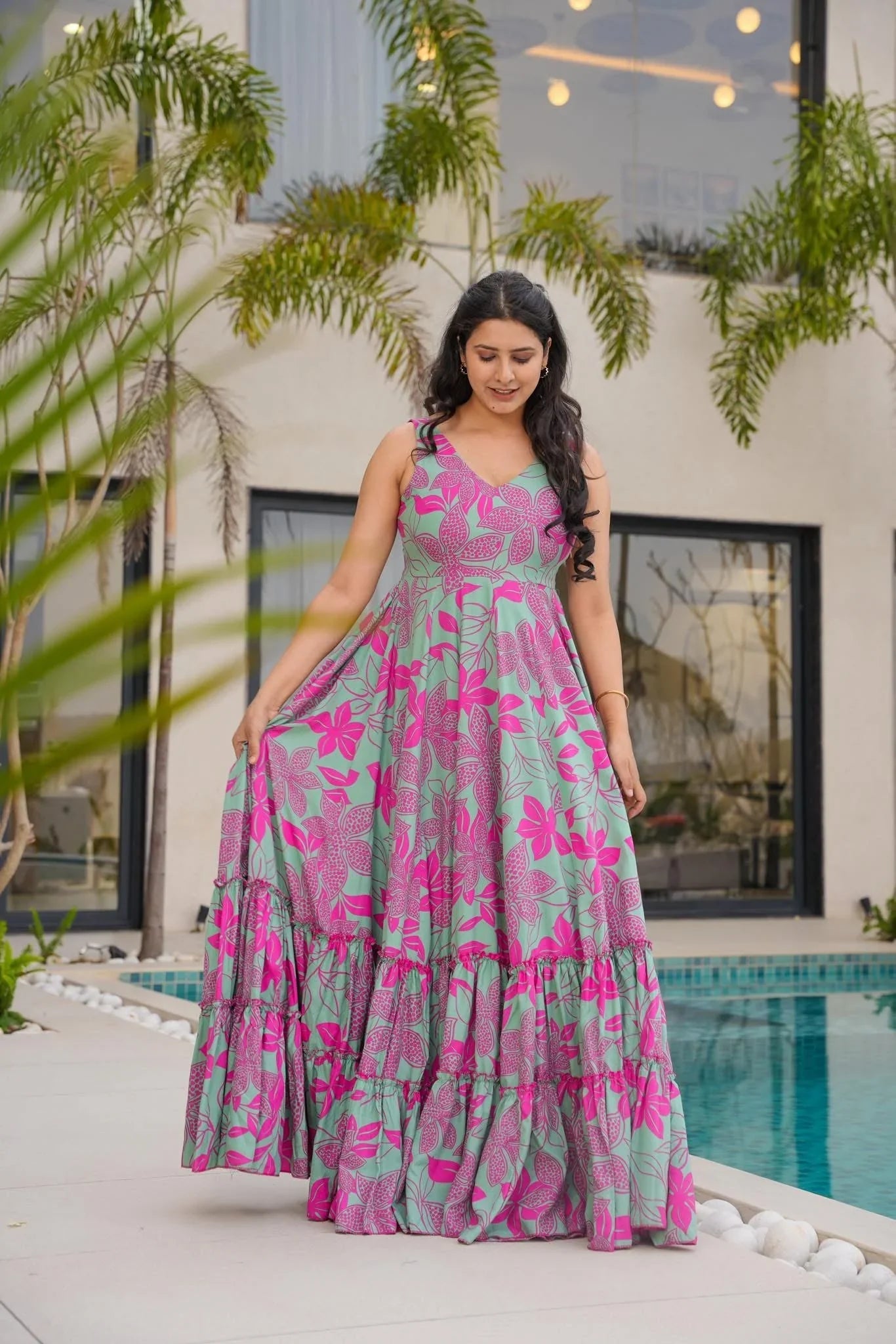 Unique Mint & Purple LC 25006 FVD - Indian Dress House 786