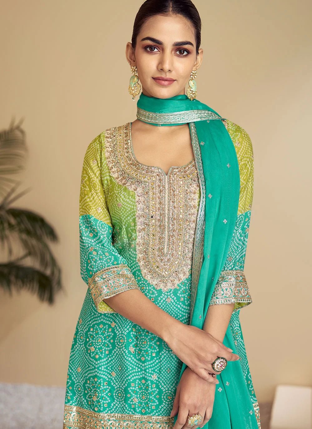 Unique Multi Color Sea Green GKFS - Indian Dress House 786