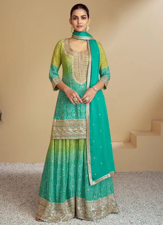 Unique Multi Color Sea Green GKFS - Indian Dress House 786