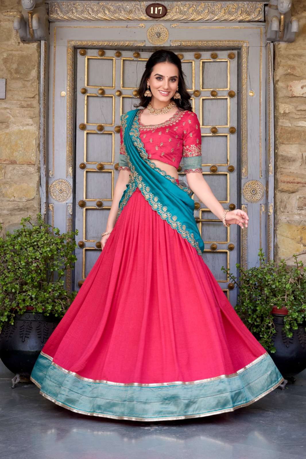 Unique Pink & Blue PVL - Indian Dress House 786