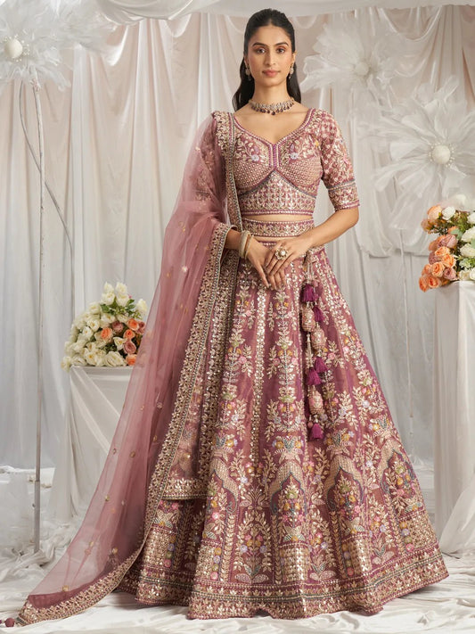 Unique Purple & Gold Floral ACL - Indian Dress House 786