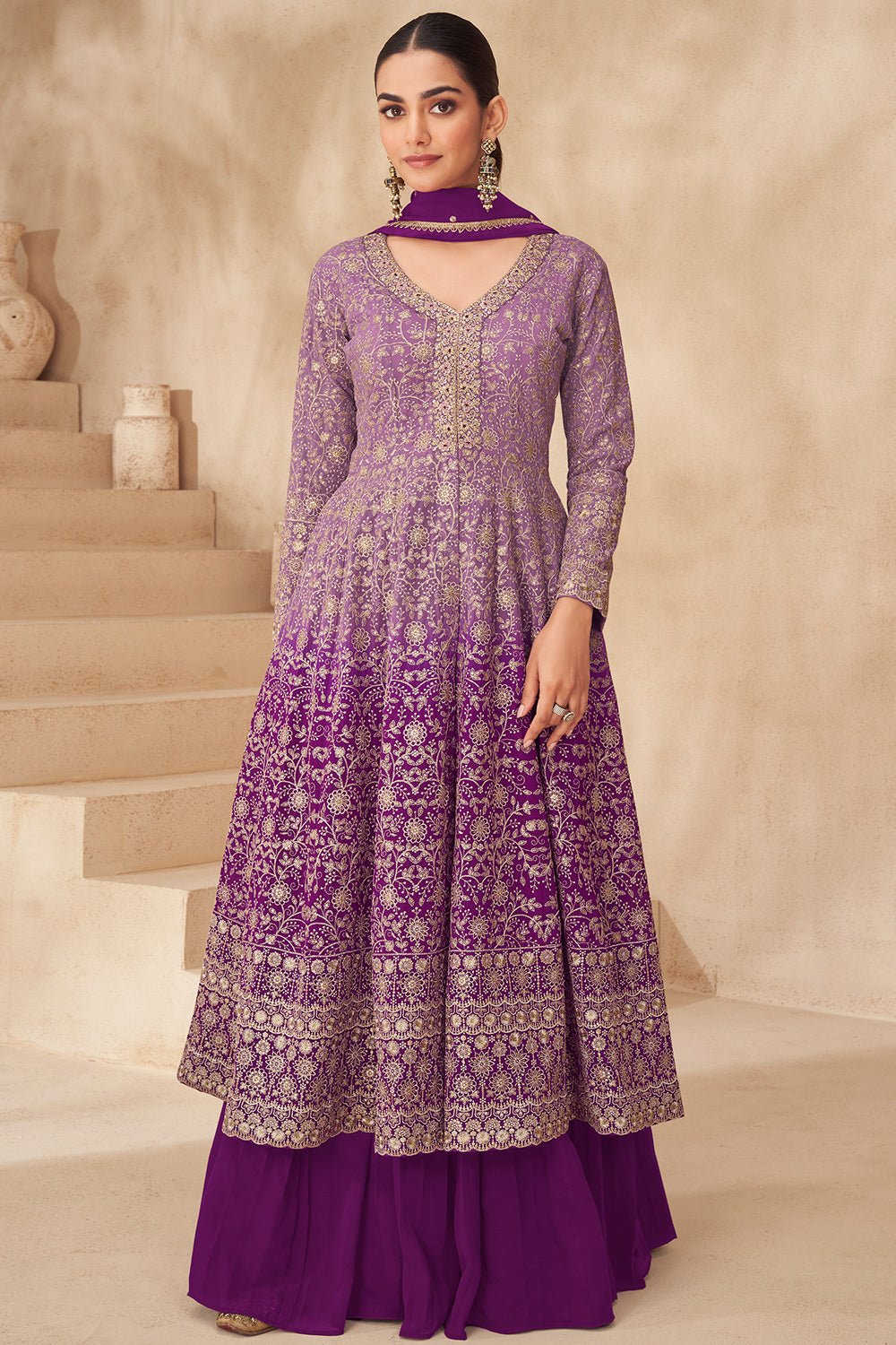 Unique Stylish Two Tone Purple AGNP - Indian Dress House 786