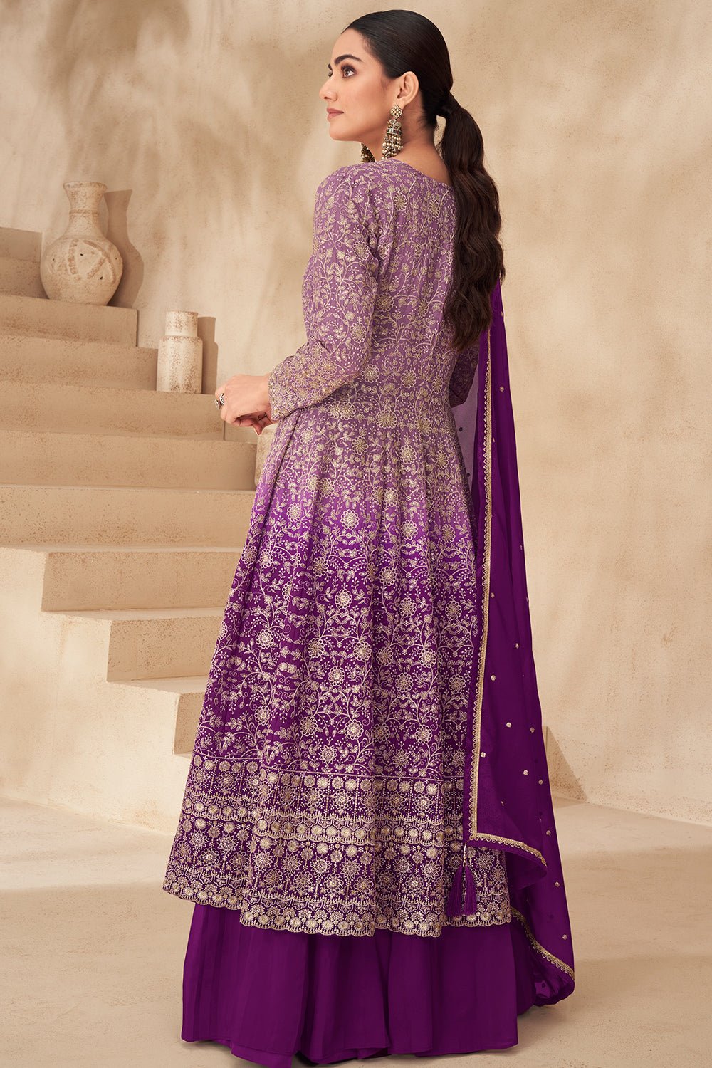 Unique Stylish Two Tone Purple AGNP - Indian Dress House 786