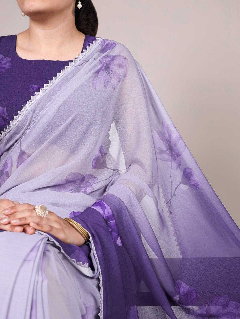 Unique Two Tone Purple Floral YNF Saree - Indian Dress House 786