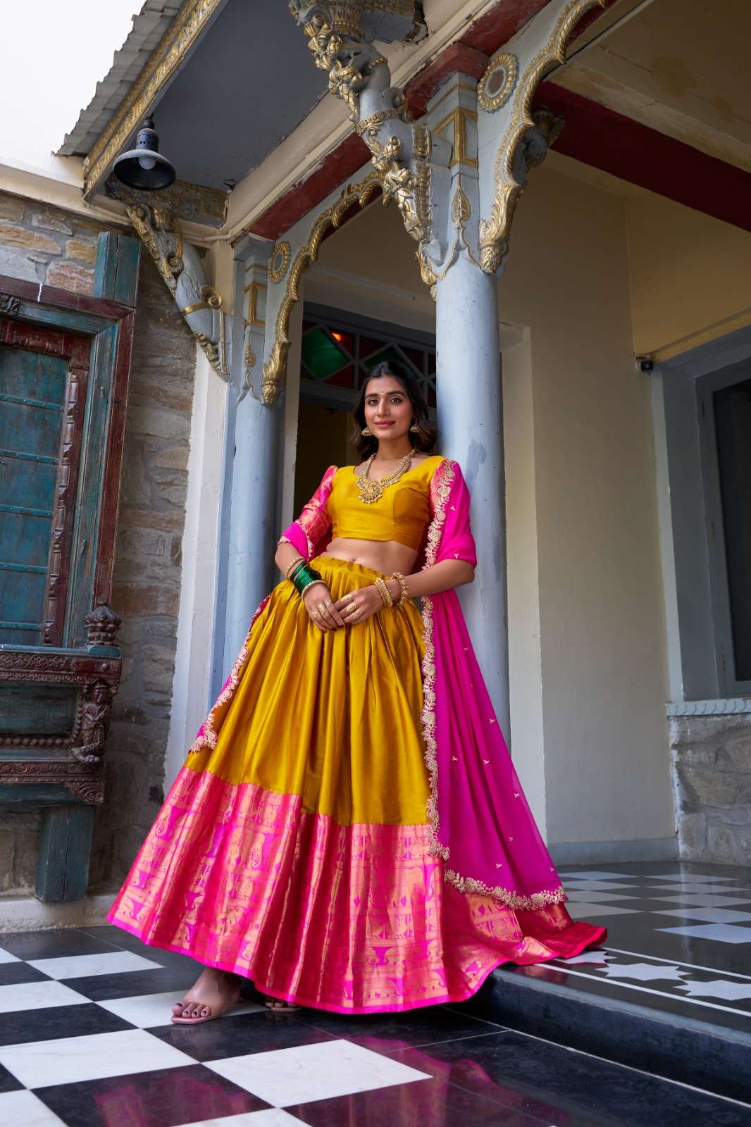 Unique Yellow & Pink TL - Indian Dress House 786