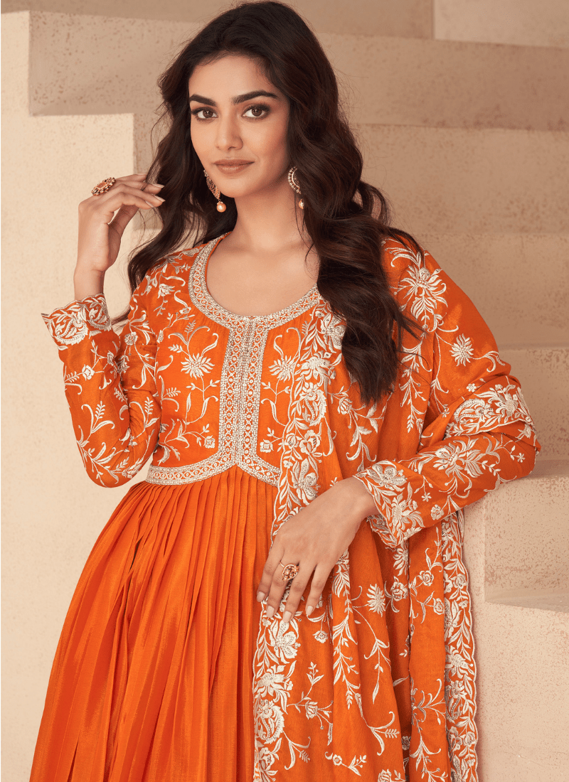 Unqiue Orange S AKSF - Indian Dress House 786