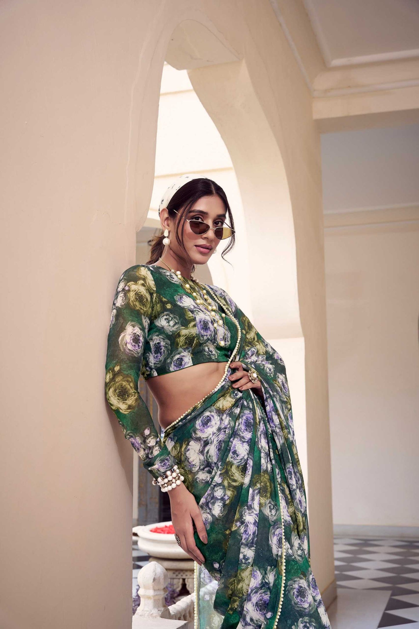 Unique Grey & Green YNF SAREE