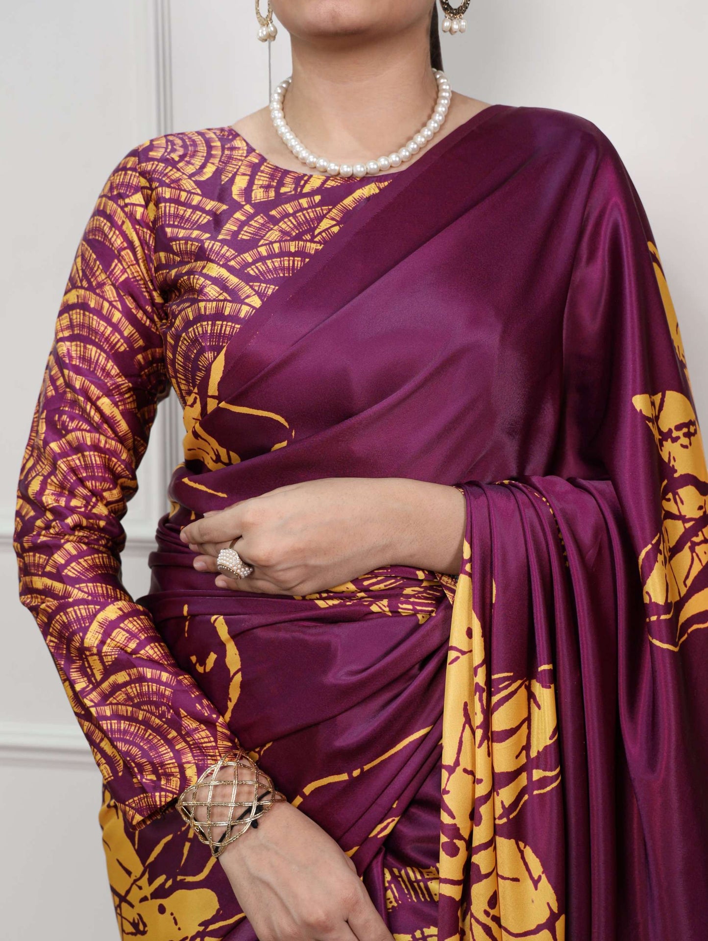 Unique Purple & Yellow Floral YNF Saree