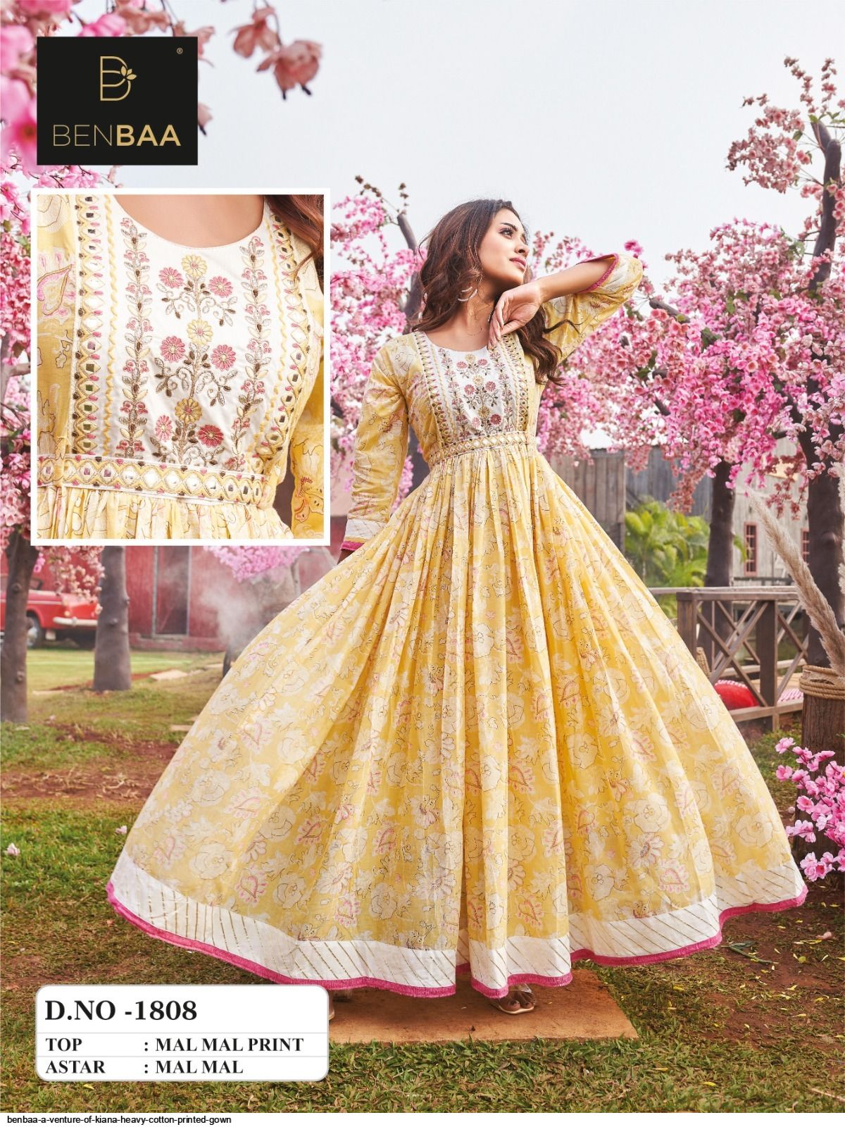 Gorgeous Pastel Yellow Floral Printed BB 1808 FVD