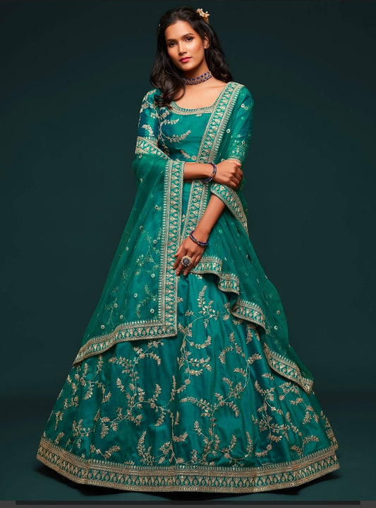 Breath Taking Teal Floral ADL - Indian Dress House 786