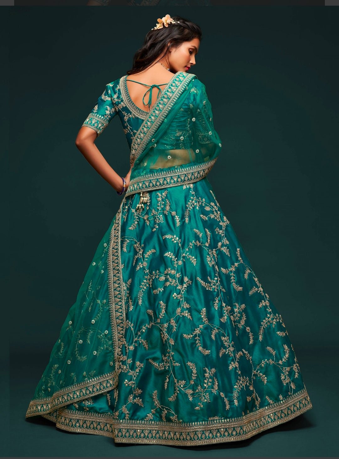 Breath Taking Teal Floral ADL - Indian Dress House 786