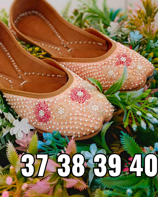 Dusty Orange Floral Jutti - Indian Dress House 786