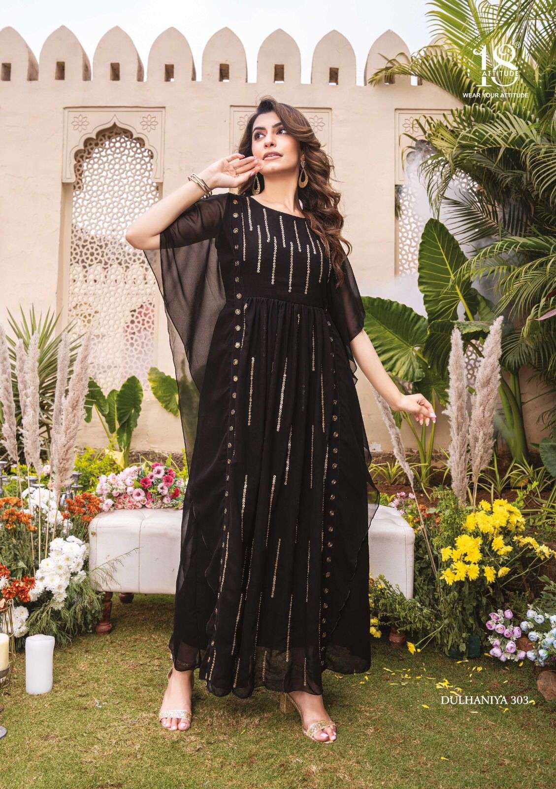 Elegant Black ATD 303 FVD - Indian Dress House 786