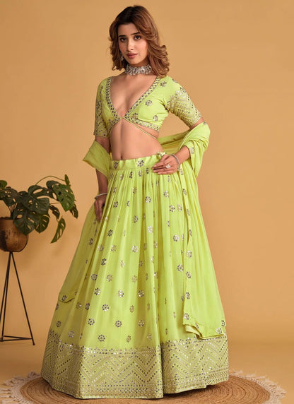 Elegant Lime Green ZAL - Indian Dress House 786