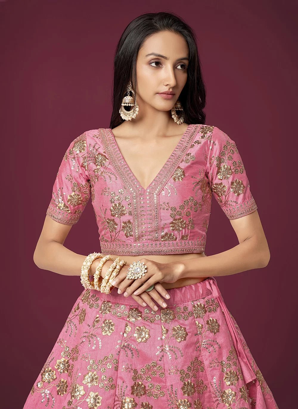 Elegant Pink & Gold ZHML - Indian Dress House 786