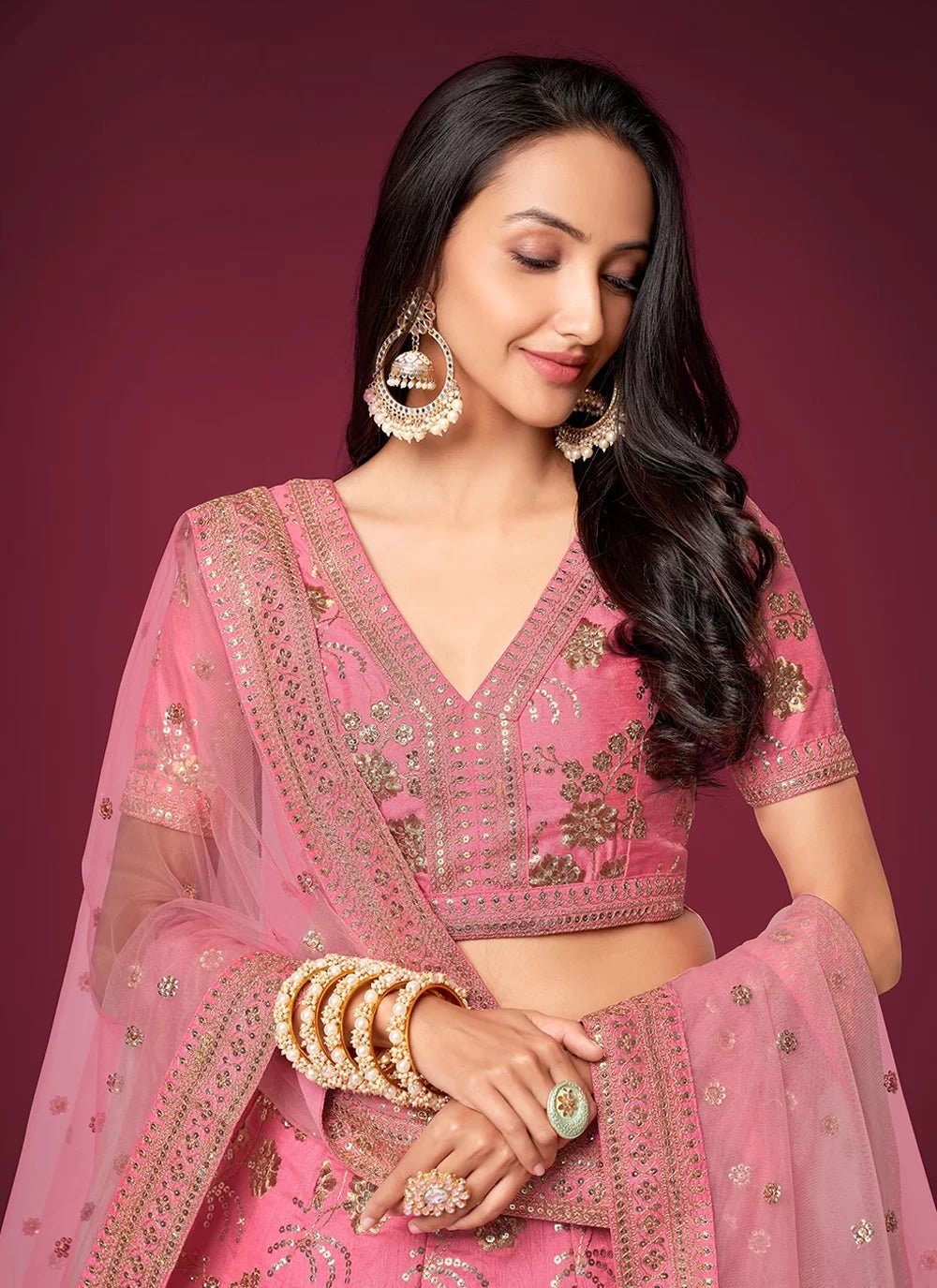 Elegant Pink & Gold ZHML - Indian Dress House 786