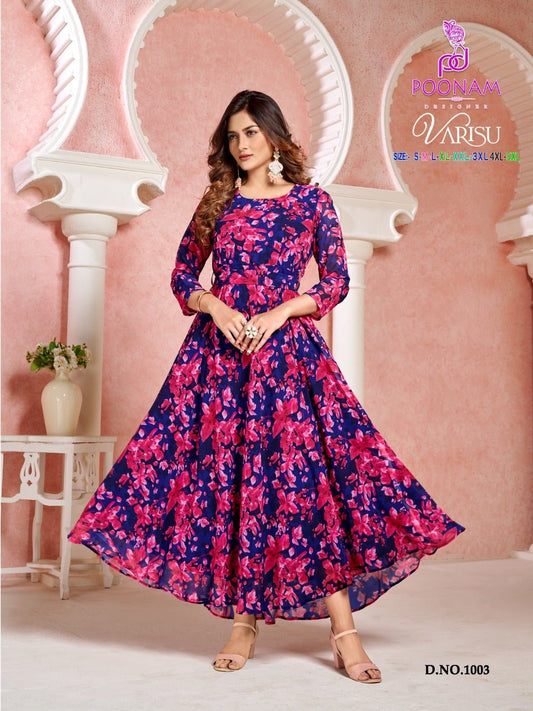Floral Blue PSV 1003 FVD - Indian Dress House 786