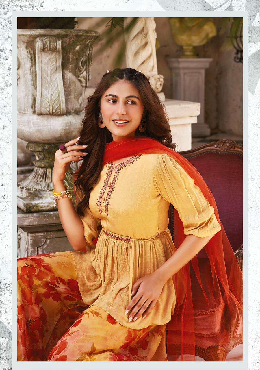 Floral Yellow & Orange AFSG 7221 FVD - Indian Dress House 786