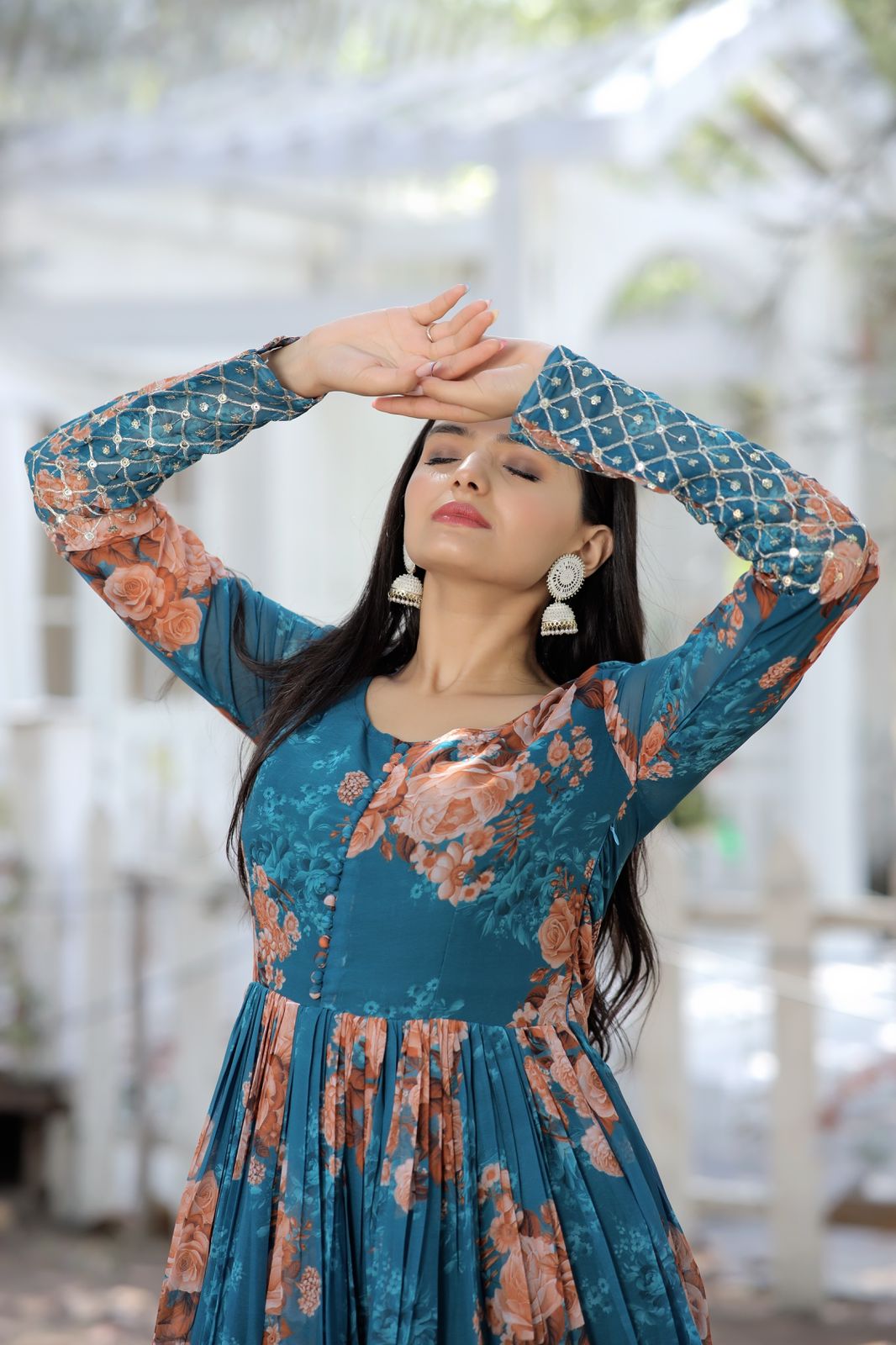 Gorgeous Blue Floral NC - Indian Dress House 786