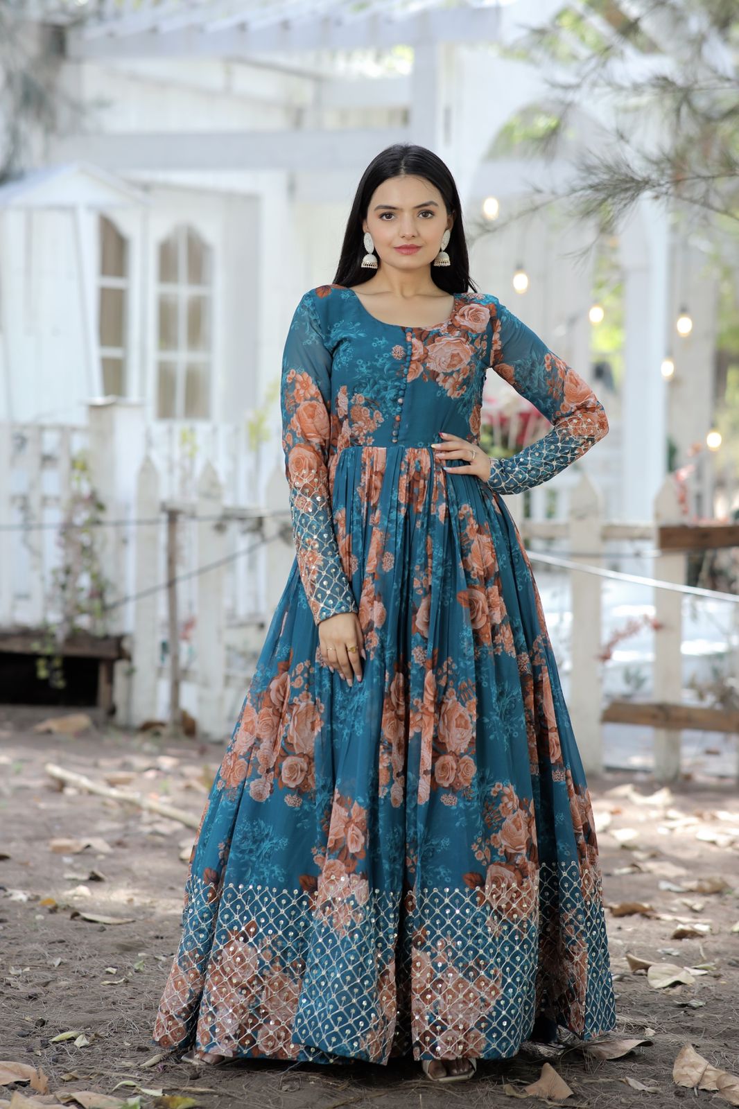 Gorgeous Blue Floral NC - Indian Dress House 786