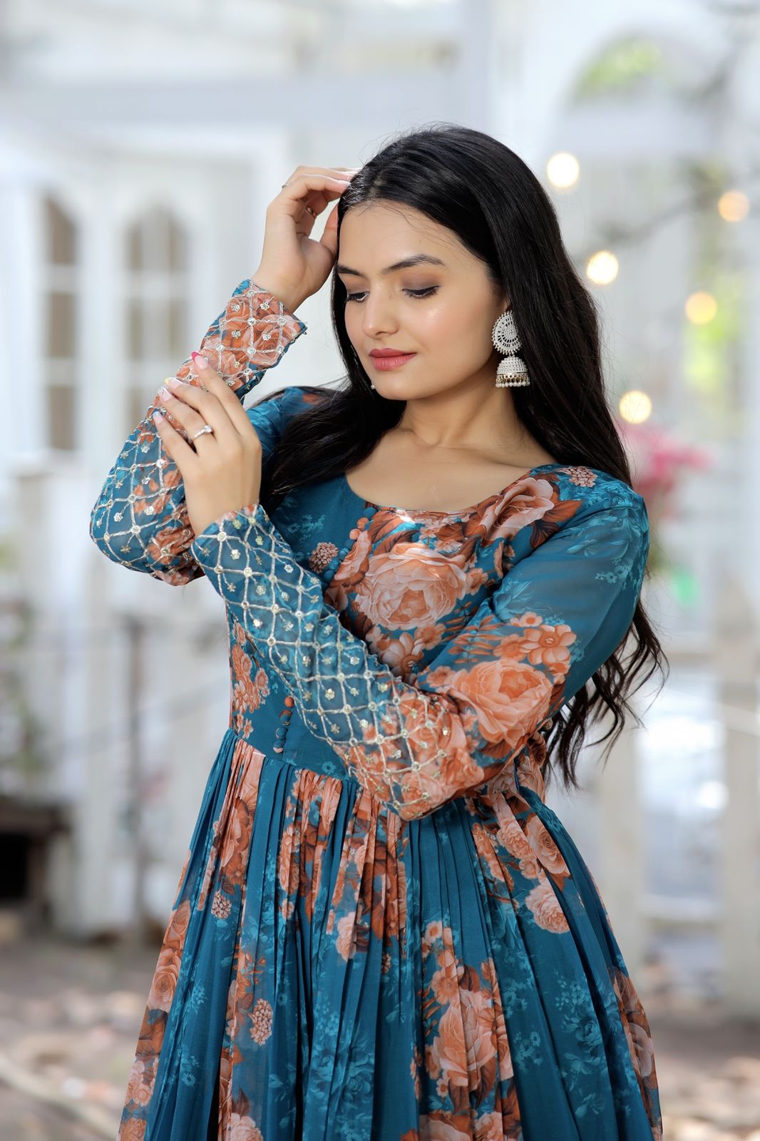 Gorgeous Blue Floral NC - Indian Dress House 786