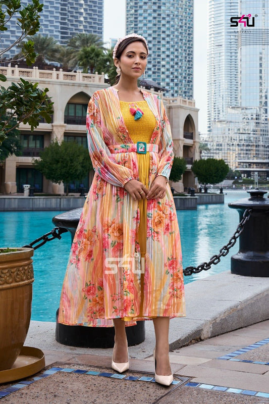 Gorgeous Floral Yellow S4UHJ 05 FVD - Indian Dress House 786
