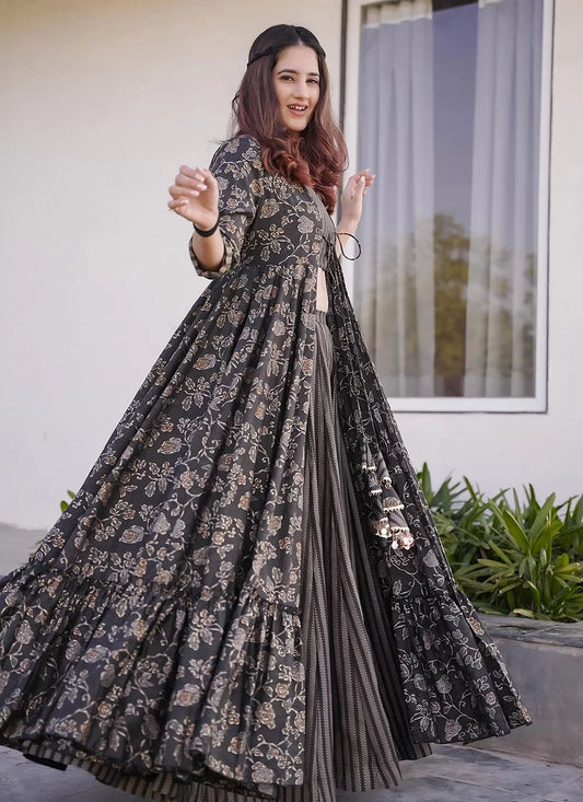 Gorgeous Grey Floral PRL INDO - Indian Dress House 786