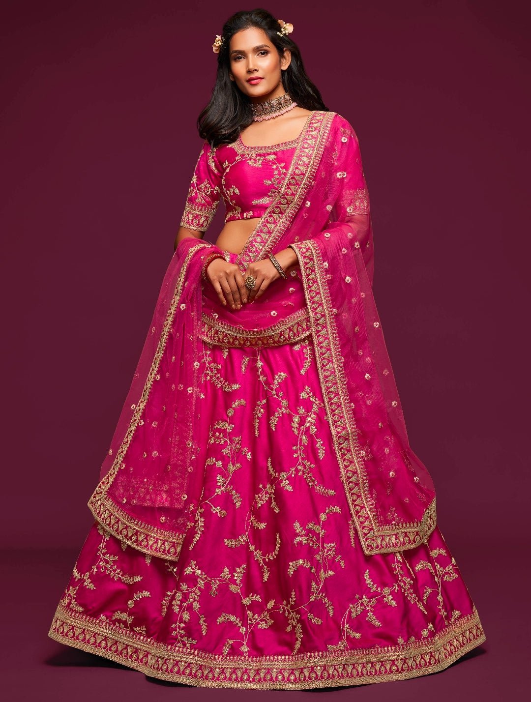 Gorgeous Hot Pink Floral ADL - Indian Dress House 786