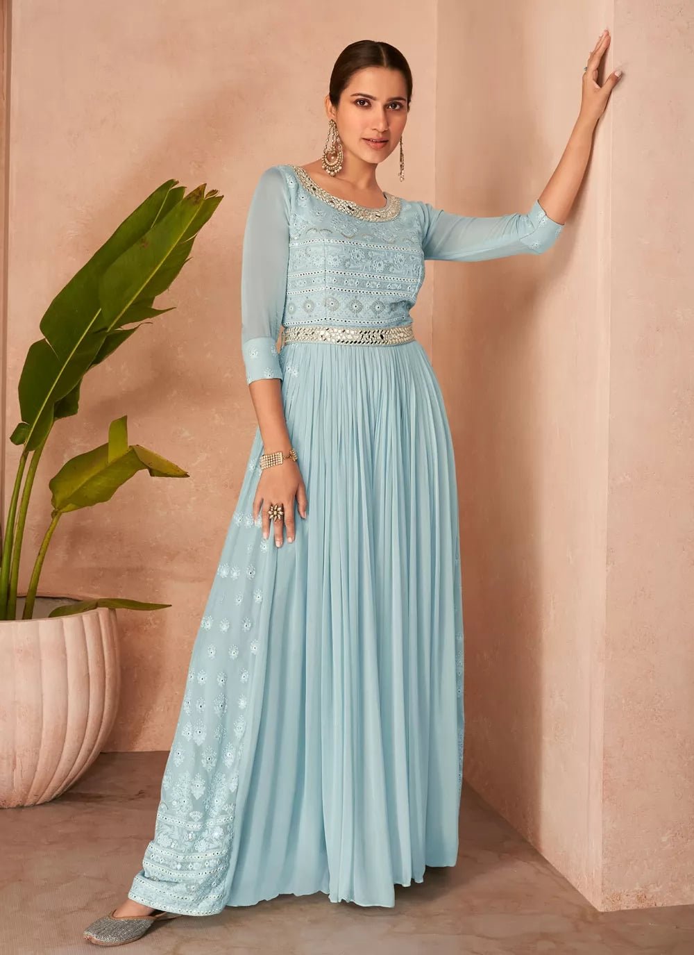 light blue indian dress