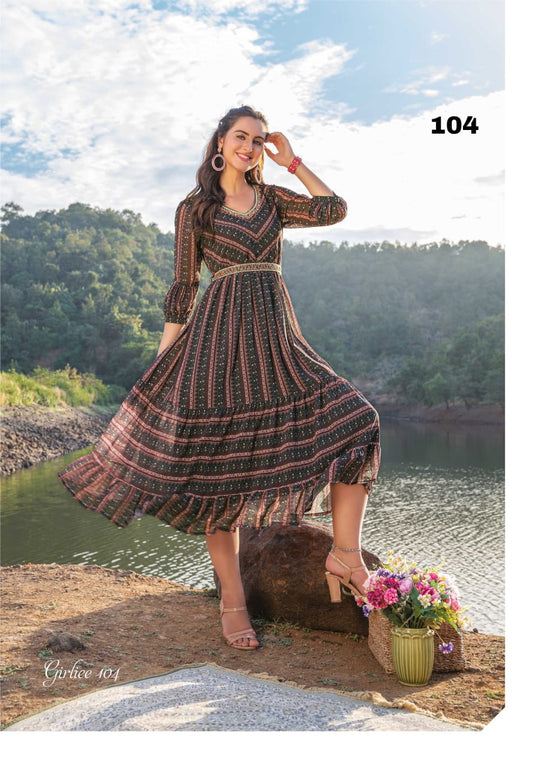 Gorgeous Multi Color Grey Black SWG 104 FVD - Indian Dress House 786